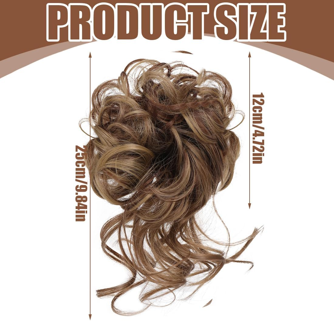 HQR Ponytail Hairpiece, Hairpiece with Elastic Band, Pony Hairpiece, Braid Extension, Large Bun Hairpiece, Hair Scrunchie with Hair, Curly Hair Bun Synthetic Hair Extension for Women Girls (B) image number 2