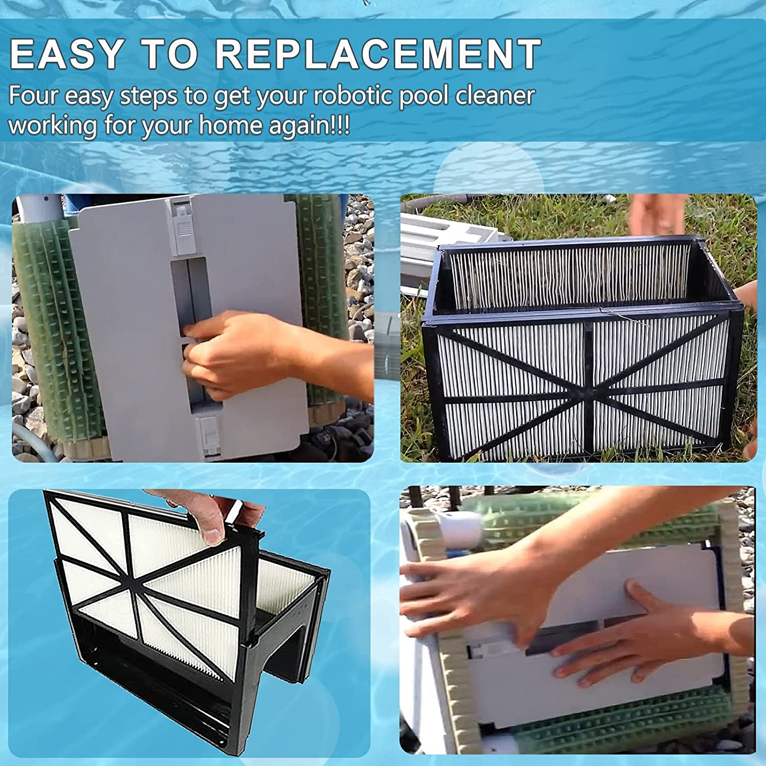 RCX70101 Replacement Robotic Pool Cleaner Filter Cartridges, Cartridge Filter Panels Compatible for Hayward Robotic Aquavac Tigershark and Sharkvac Pool Cleaners (4 Pack) image number 6