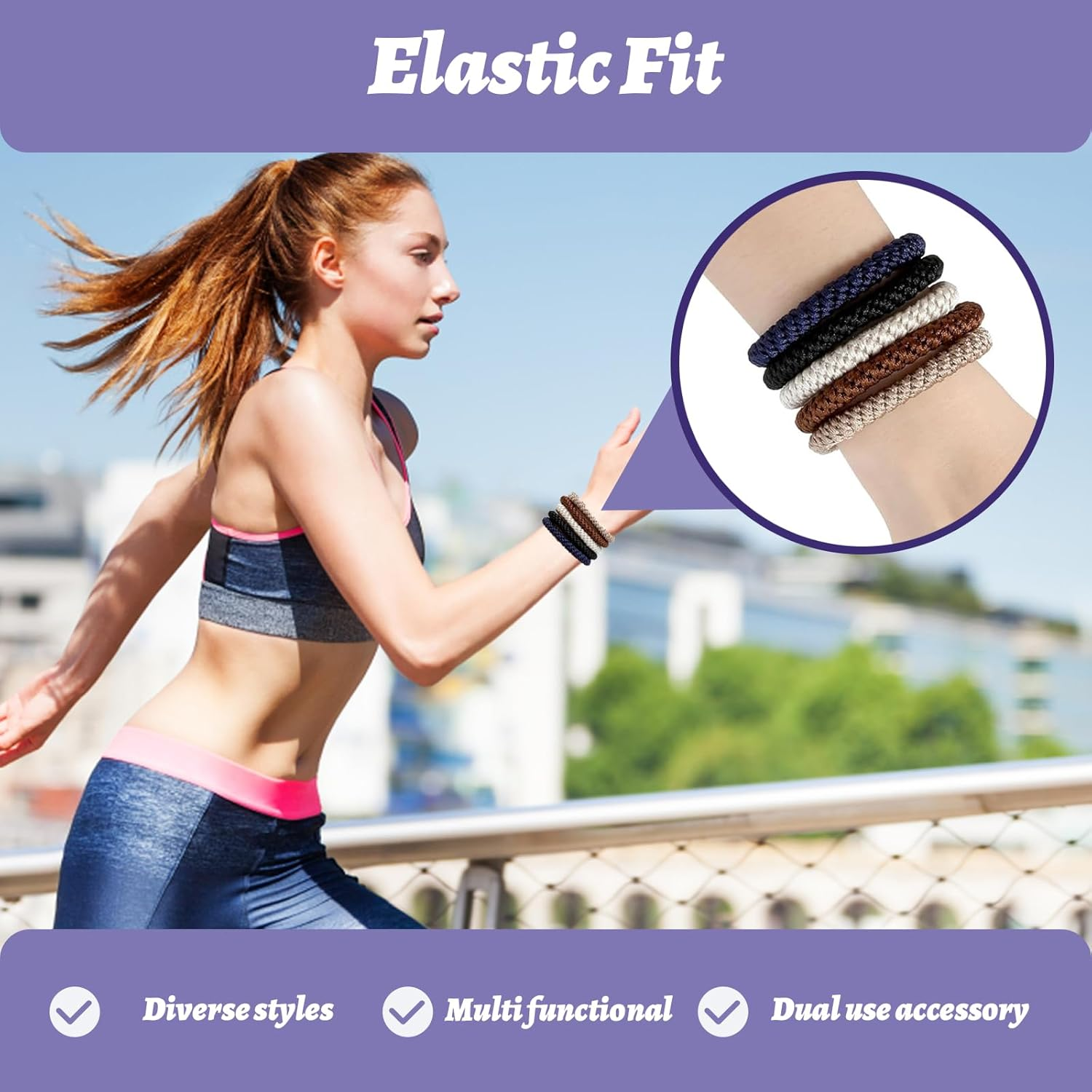 Xanthelle Hair Ties for Men, 10 Pack Hair Bands & Ponytail Holders, Braided Hair Ties with Beads, Hair Tie Bracelet for Men & Women, Kknekki Style image number 2