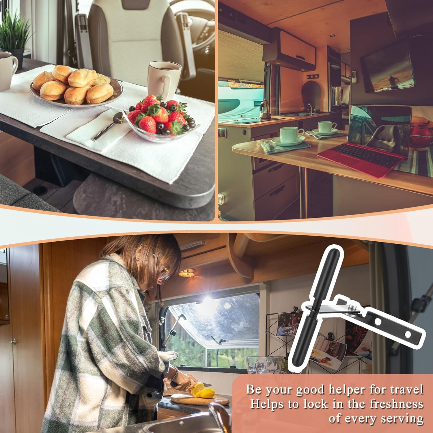 1 Pcs RV Refrigerator Door Latch Fridge Lock 1-3/16" Hole Spacing Furniture Parts Hardware Keeps Fridge Shut While Traveling image number 4