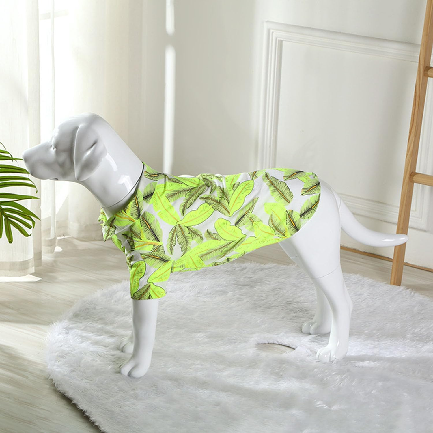 Dog Shirt Hawaiian Style Summer Pet Clothes Cool Breathable Costume Beach T Shirt for Medium Large Dogs 6XL (Yellow Leaves) image number 1