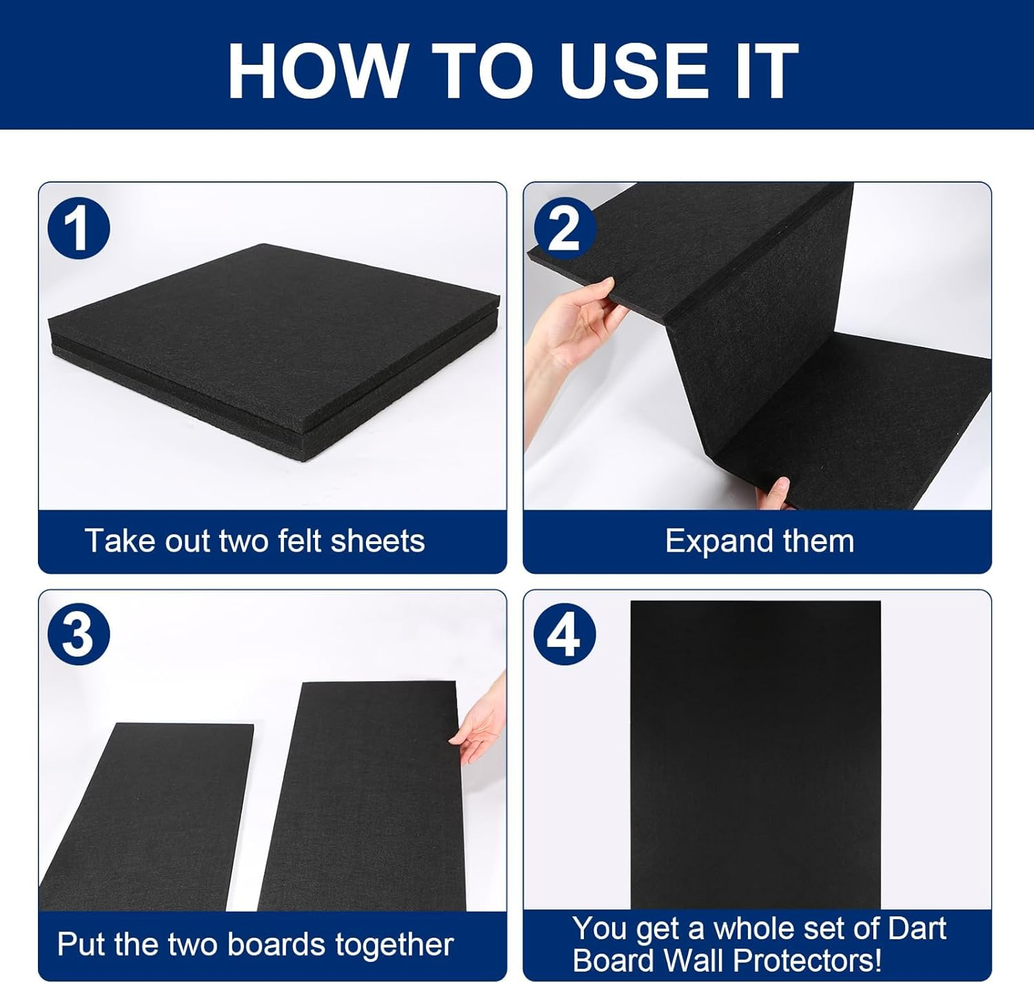 2 Pack Dart Board Wall Protector, Felt Wall Tiles, 90 X 30 X 0.9 Cm, Dart Board Surround Backboard image number 4