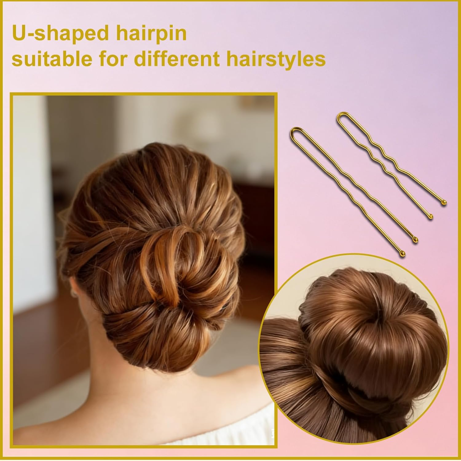 Pack of 200 Hair Pins, Bobby Pins, Gold, Hair Clips, Hair Pins for Women, Ladies, Girls, Hair Accessories, Bun Pins, for Hair Accessories, with 100 Pieces Invisible Clear Hair Bands (Gold)