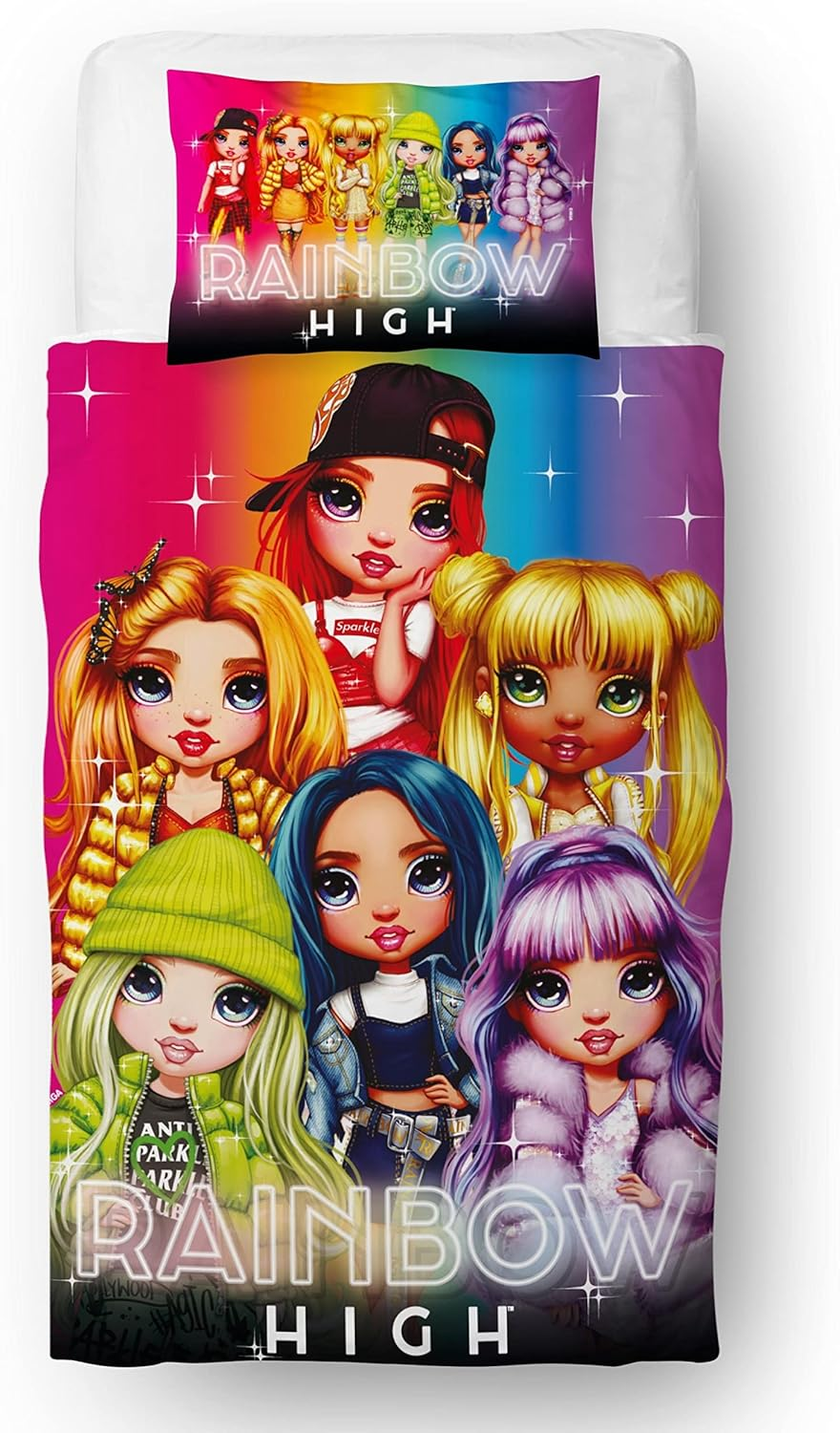 Rainbow High Glow Single Duvet Cover Set/Doona - Multicolour - Polycotton image number 1