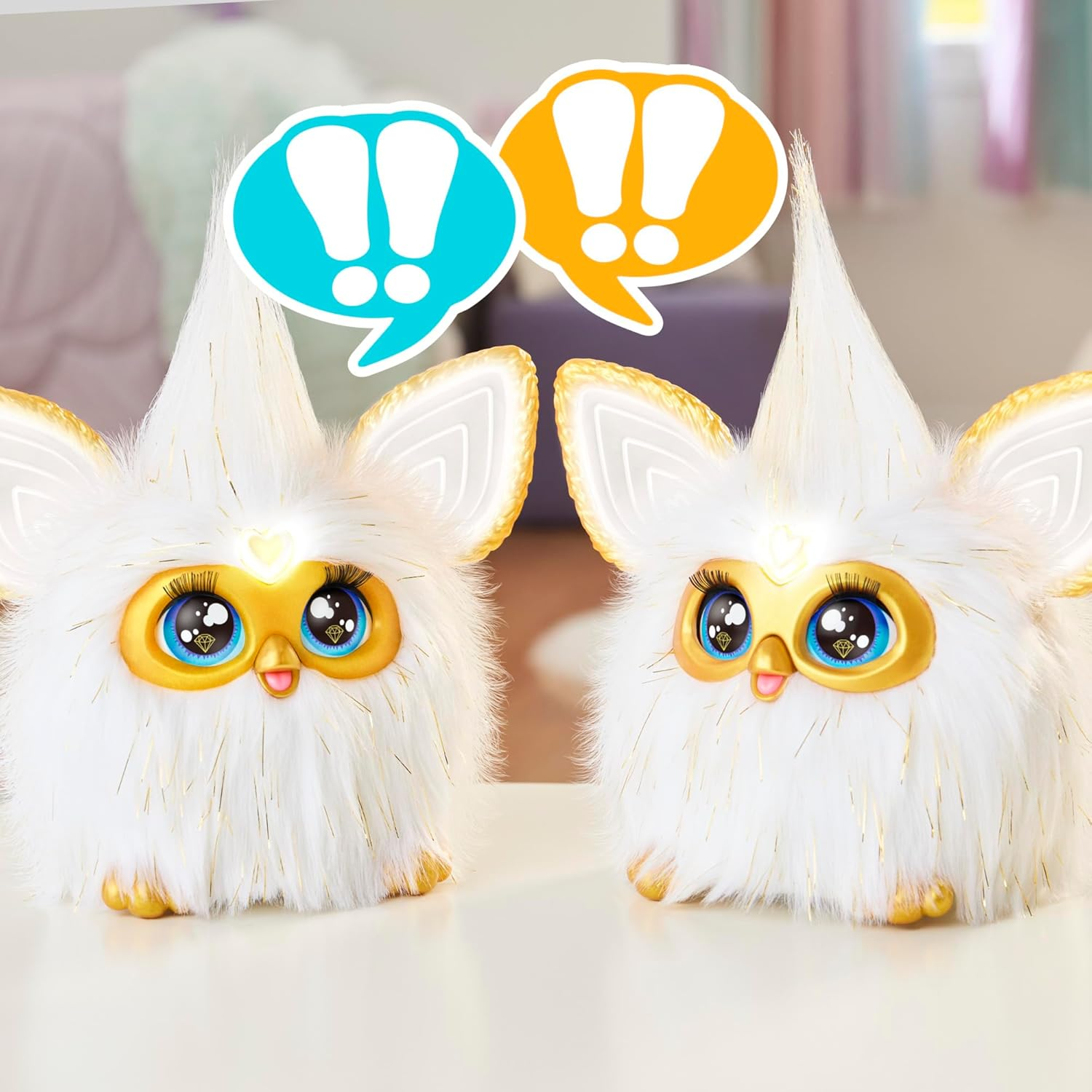 Furby Gold Glam Interactive Plush Toys for 6 Year Old Girls & Boys & Up, Voice Activated Animatronic, Speaks English & Furbish, White image number 5