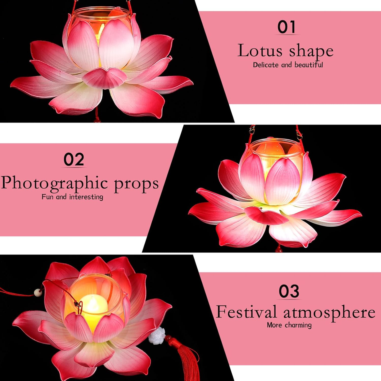 SHOWERORO Red Lotus Handheld Festival Lantern DIY Craft Kit, Small Size Lantern Making Materials Set for Mid-Autumn and Party Decoration image number 6
