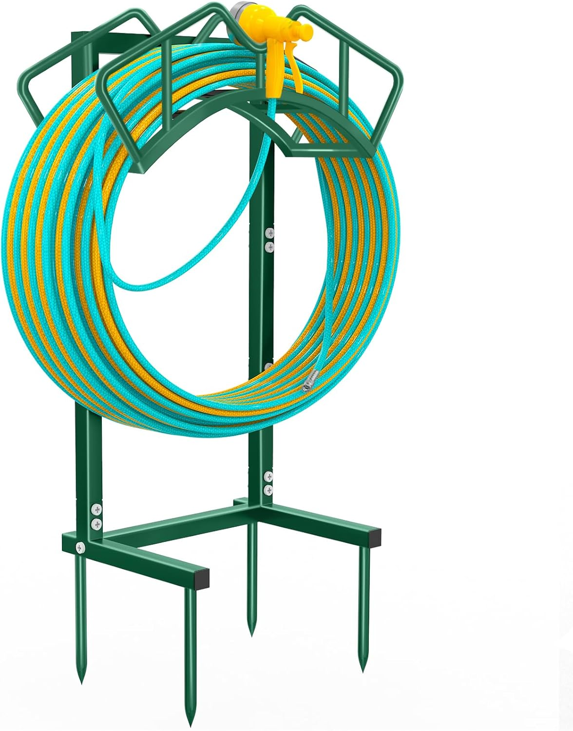 Qatsrin Super Stable Garden Hose Holder, Detachable Water Hose Holders Hose Storage Hold 120-Feet Hose, Water Hose Holder for Outside, Yard, Lawn, Farm (Black)