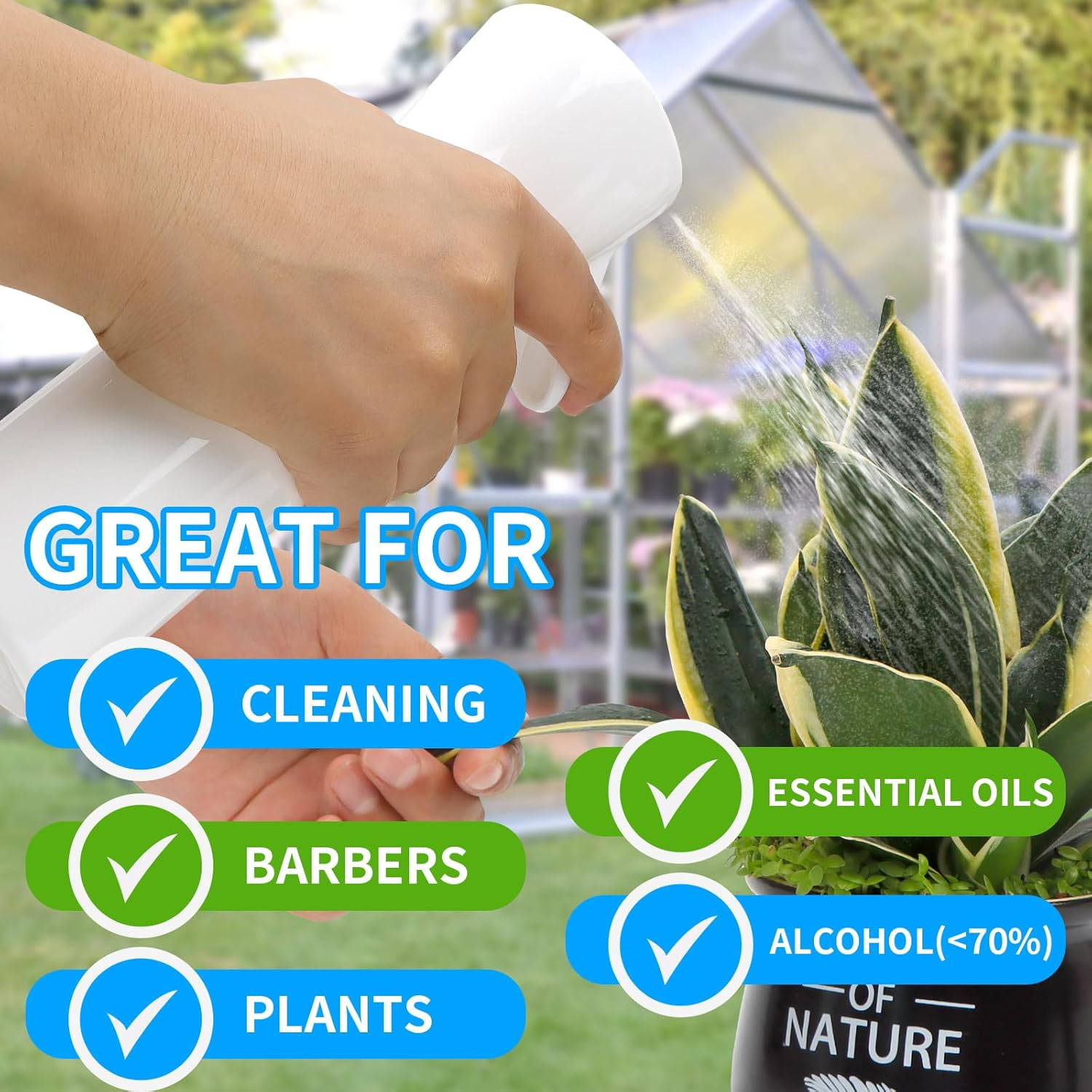 Spray Bottles Continuous Water Sprayer for Hair Reusable Beauty Spray Bottle for Hairstyling, Cleaning, Salon, Plants, Scents & More (1Pcs White 5OZ)