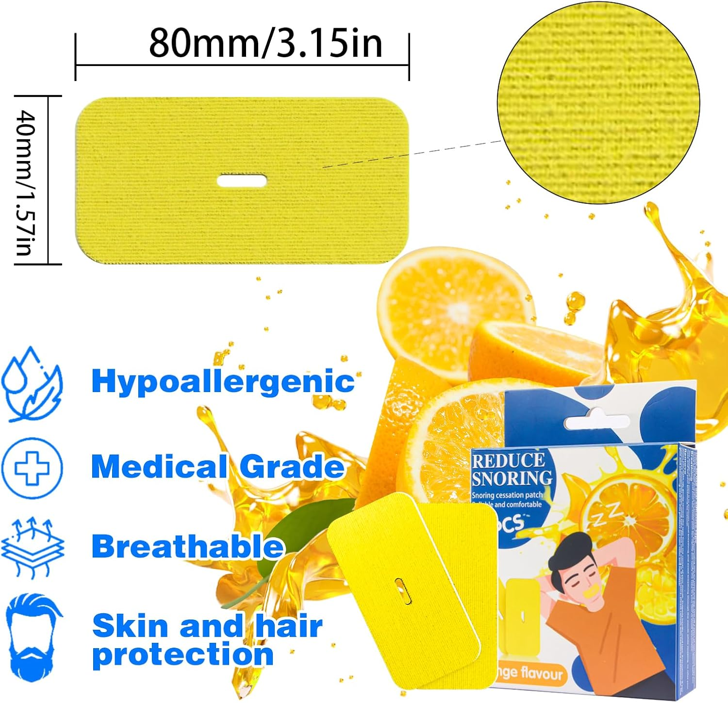 Sleep Mouth Tape - Breathable Sleep Tape Allows You to Sleep through the Night and Effectively Stops Snoring, Mouth Tape for Sleeping-30Pc (Fruity Orange Flavor) - Orange-2Pc image number 3