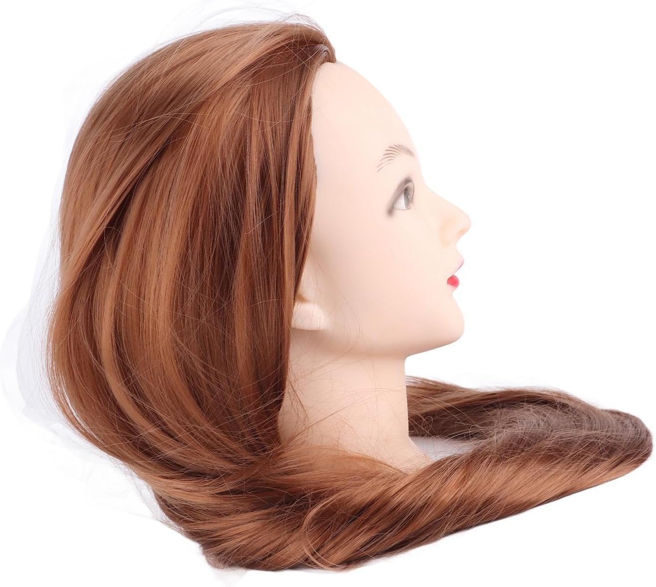 Jiawu Professional Cosmetology Training Mannequin Head with Golden Brown Synthetic Hair for Hair Styling, Cutting, Coloring Practice - Salon Styling Head Model for Hairstydress & Barber Students image number 6