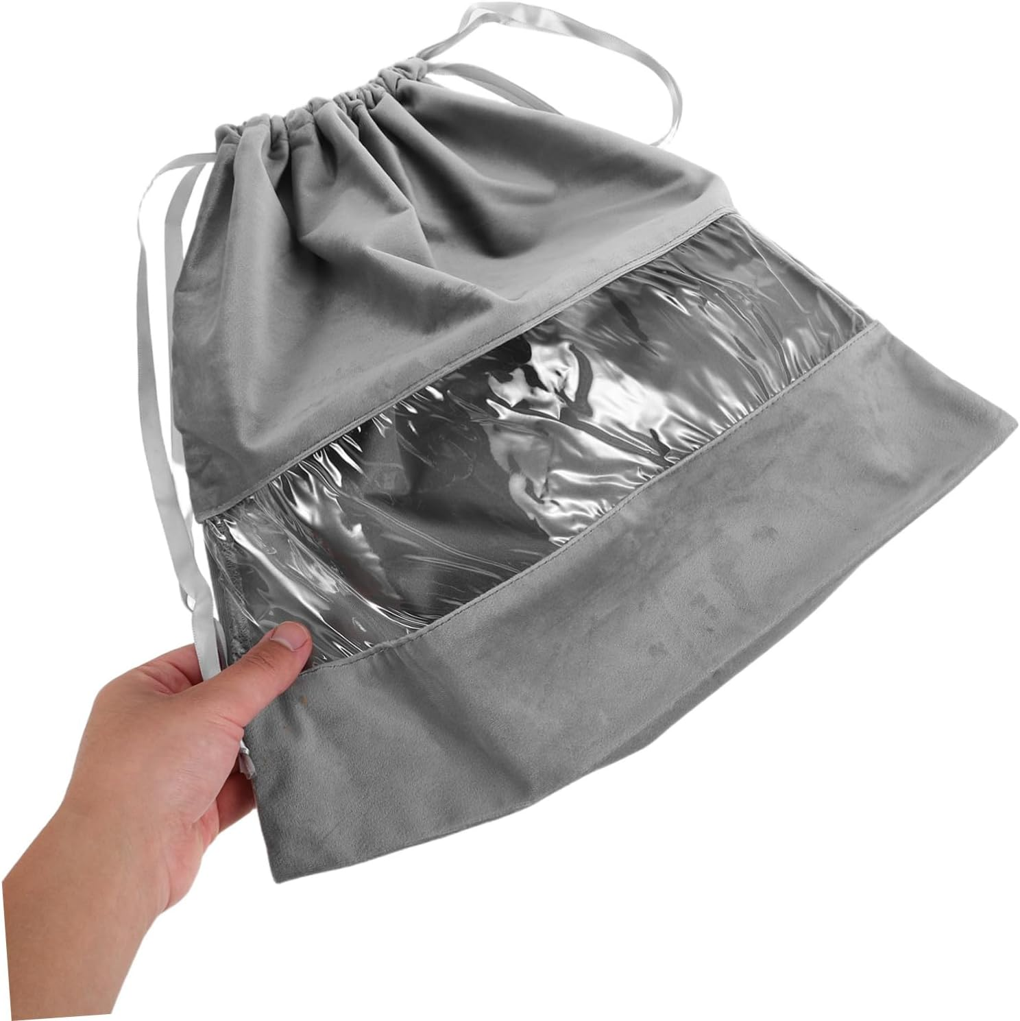 SOESFOUFU Travel Hair Dryer Dust Bag with Drawstring Closure Lightweight Transparent Storage Pouch for Hair Dryer Clothes and Small Essentials Portable Travel Organizer for Home and Trips - Grey image number 6