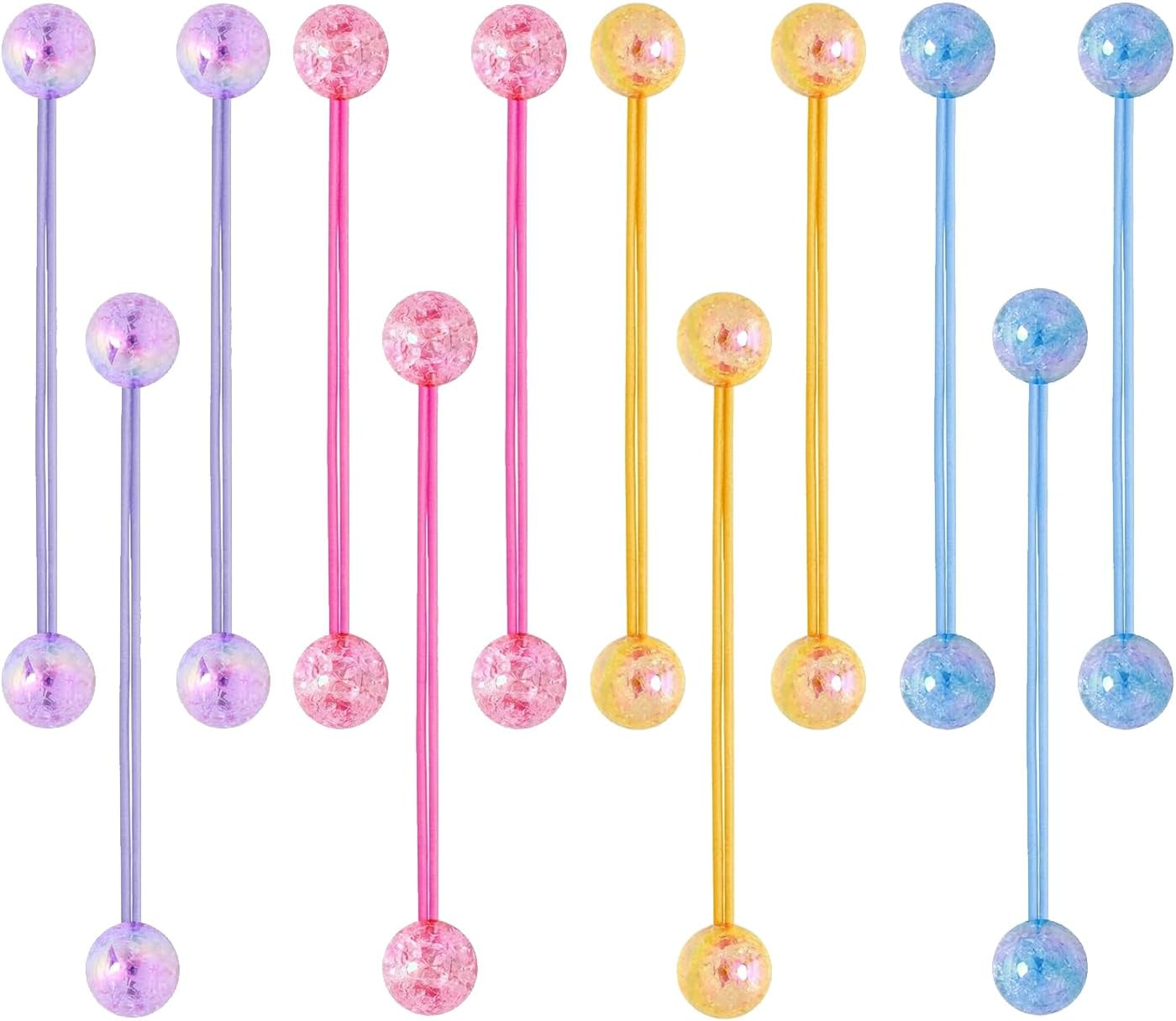 12-Piece Set of Double-Bead Bubble Hair Ties, Fruit-Coloured Acrylic Ball Accessories for Women and Girls, Colourful Decorative Hair Bands in Four Styles image number 5