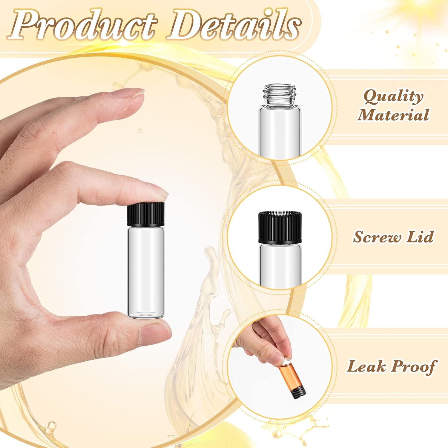 Lallisa 80 Pcs 5 Ml Small Clear Glass Vials with Screw Caps and Plastic Stoppers Empty Refillable Travel Glass Essential Oil Bottles Anointing Oil Bottles for Essential Oils Aromatherapy Perfume