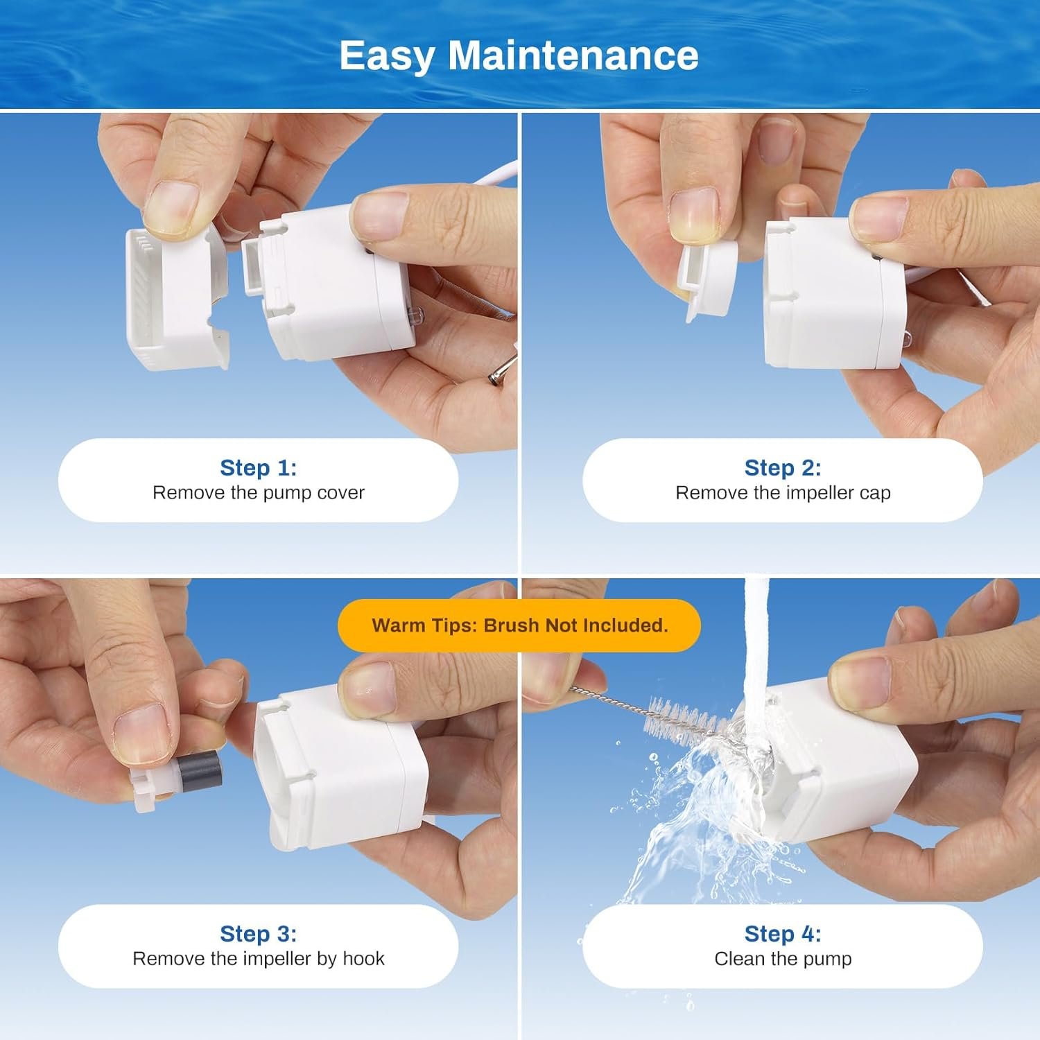 Cat Water Fountain Replacement Pump for Wireless Stainless Steel Pet Fountain, YB200 Cordless Pet Fountain Pump for Water Dispenser, Ultra Quiet Dog Drinking Fountain Pump image number 5