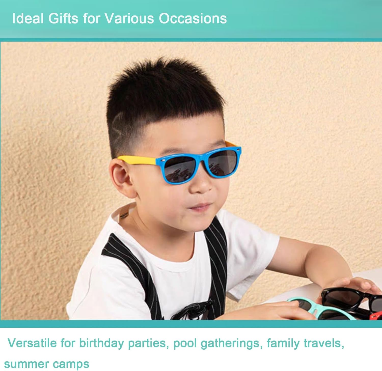 3 Pack Kids Polarized Sunglasses for Girls Boys, Stylish Polarized Sunglasses,Elastic Rubber for Toddlers Kids Party Outdoor Activities image number 1