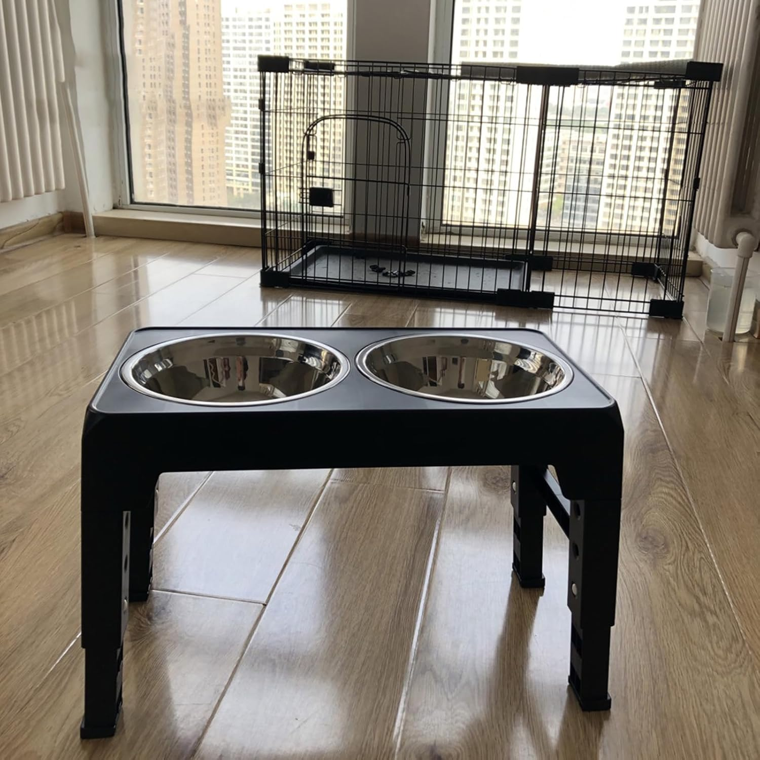 Raised Dog Bowls Metal Raised Dog Bowls with Adjustable Stand, 2 Stainless Steel Bowls, 1 Slow Feeder Bowl for Medium Large Dogs image number 2