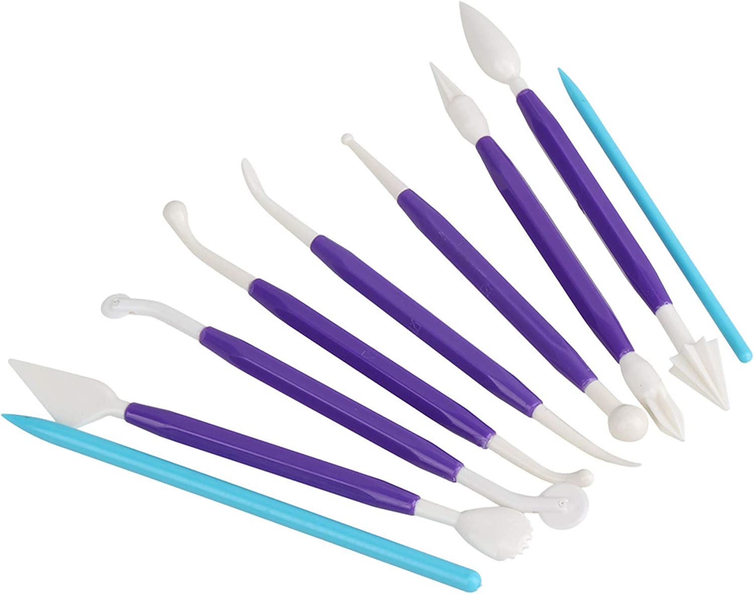 BQLZR Double-Head Plastic Polymer Pottery Clay Sculpture Modelling Carvers Tool Rod with Irregular Shape Edge Set of 9 image number 5