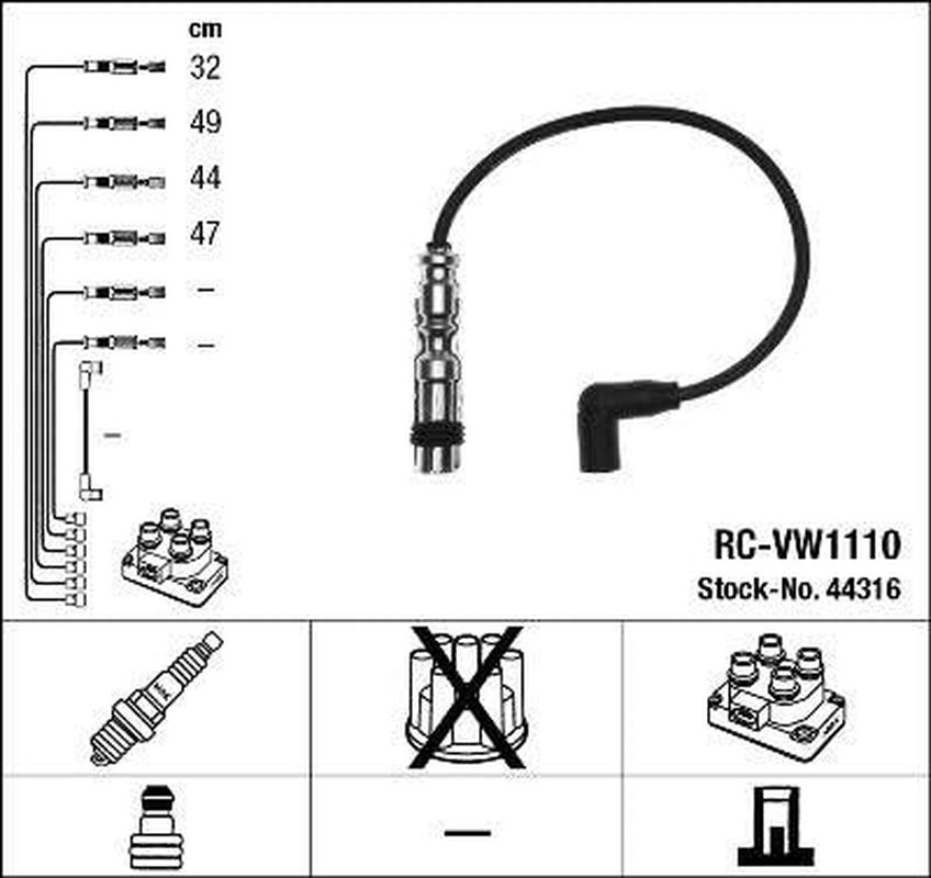 NGK 44316 Ignition Cable Set, Black image number 2