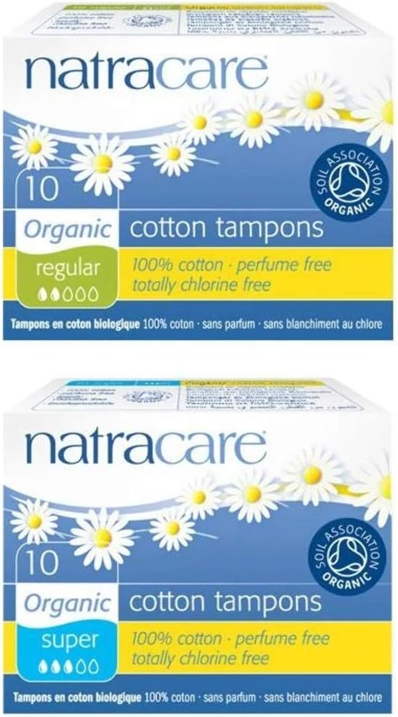 Natracare Super Non-Applicator Organic Cotton Tampons 20 Pack, 20 Count, Pack of 20