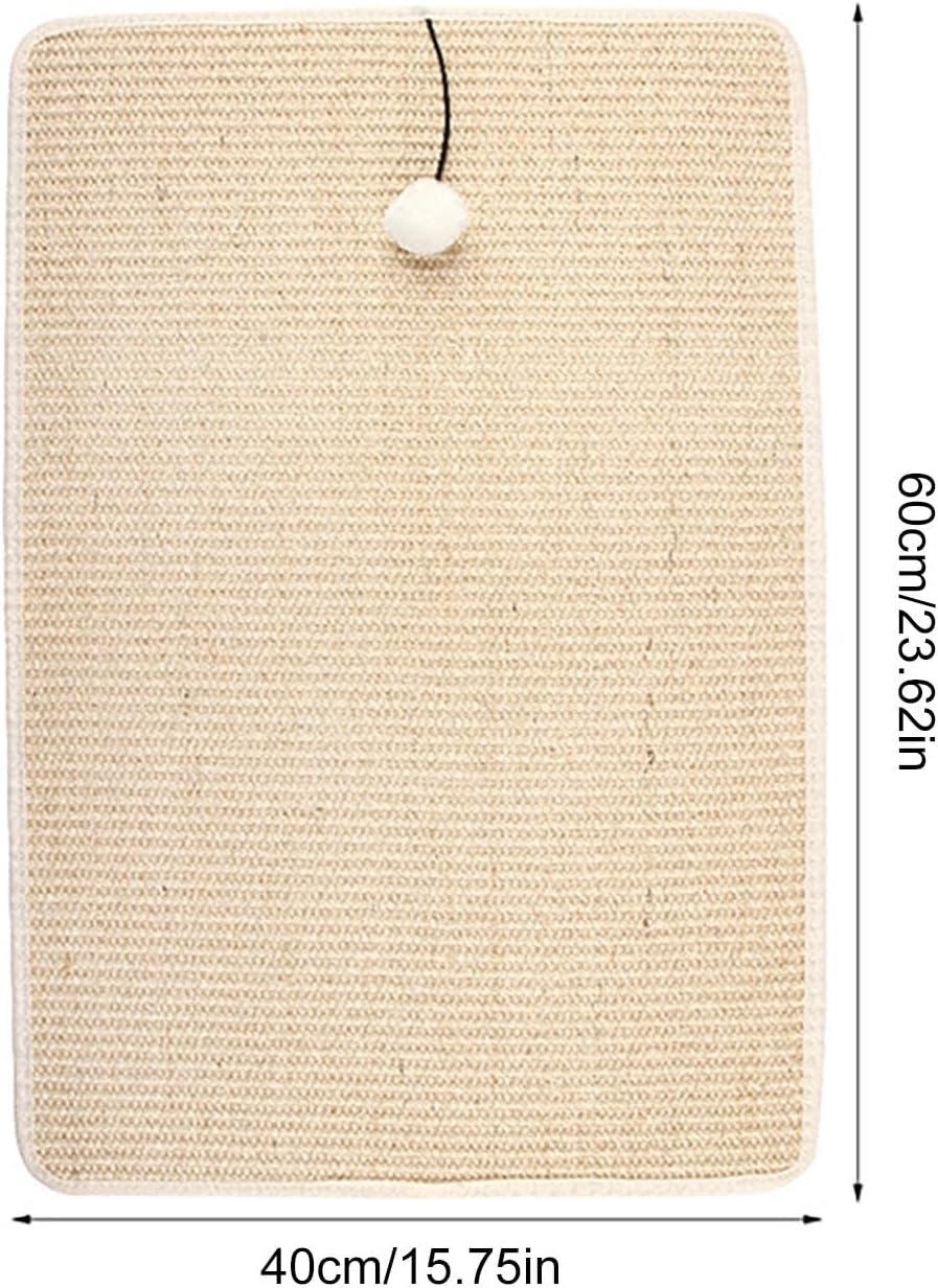 Cat Scratching Mat | Cat Scratcher Pad with Plush Ball,Sisal Fabric Scratcher for Cats, Cat Wall Furniture Protector for Living Room image number 3
