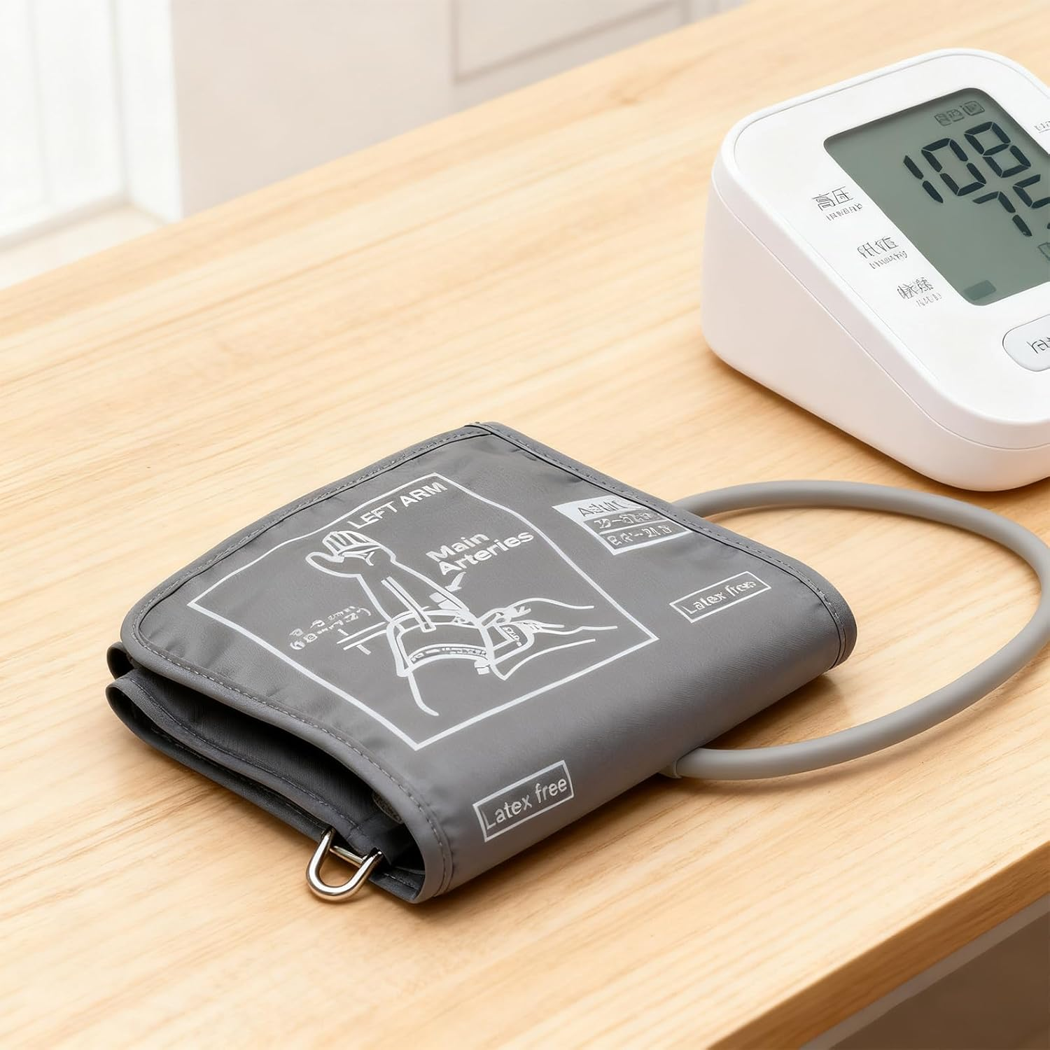 Electronic Blood Pressure Machine Arm Strap,Wrist Blood Pressure Monitor Arm Strap,Blood Pressure Cuff,22-52Cm,Compatible for Omron Blood Pressure Monitor(Light Gray) image number 4