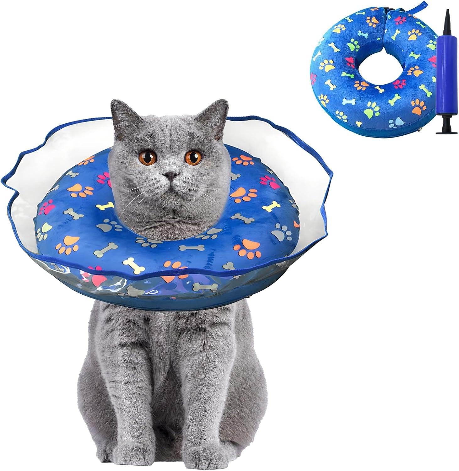 NACOCO Dog Recovery Inflatable Collar - Cat Protective Paw Cone for Small Medium Large Dog Detachable Elizabethan Cone Adjustable after Surgery (X-Large) image number 1