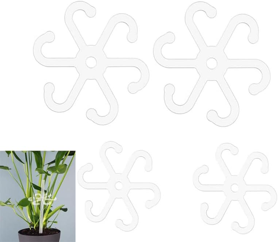 Climbing Houseplant Stem Supports,4Pcs Clear Plastic Flower Plant Growth Stake Trellis,Stem Support Hooks Plant Vine Wall Clip Plant Support Stake (A) image number 3
