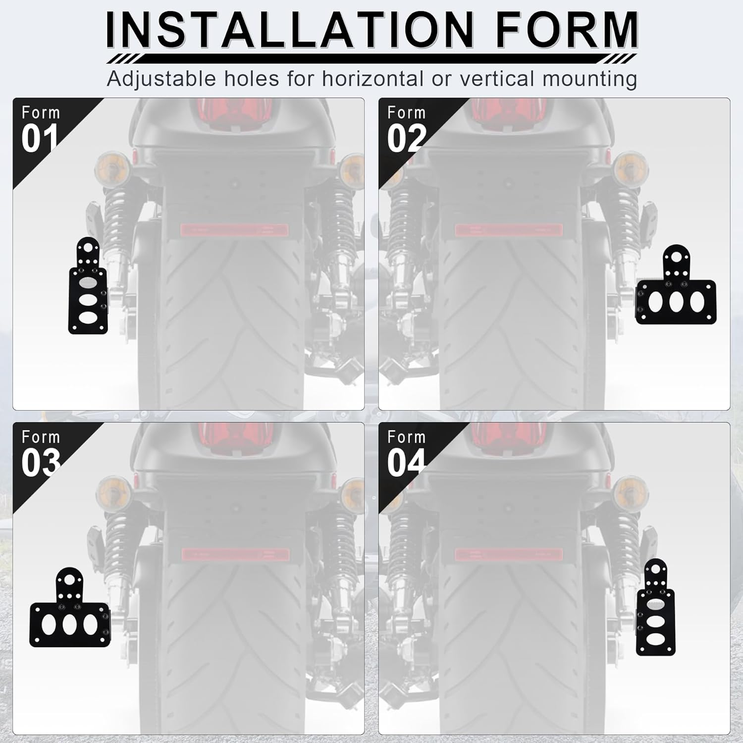 Livtee Motorcycle Side Mount License Plate Bracket Compatible with Harley Made Aluminum Alloy for Most Bike Motorcycle - Silver,Black image number 7