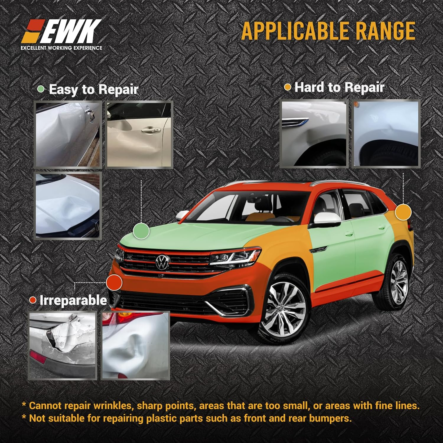 EWK Pneumatic Slide Hammer Vacuum Dent Puller Air Suction Cup Paintless Car Body Repair Kit + CASE image number 2