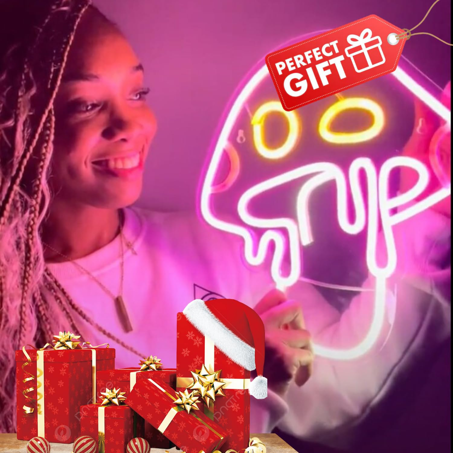 WOW-LAMPS Mushroom Neon Sign for Bedroom - Dimmable Wall Decor Aesthetic, USB Cute Light - Easy-To-Install, 13X12.2 Inches image number 1