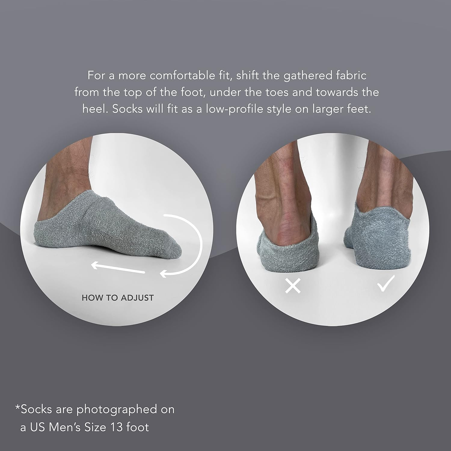 Barefoot Scientist Sleep on It Overnight Moisturizing Gel Socks, Low Profile Ankle Socks, Nourish Your Feet, Grey, L image number 4