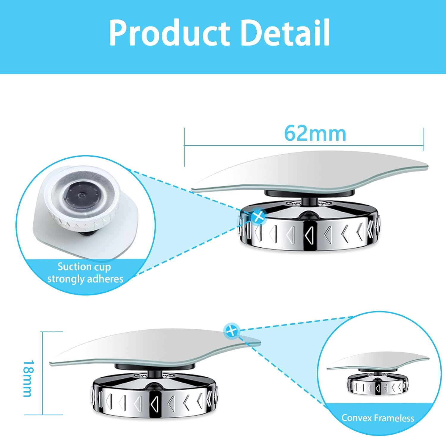 KEWAYO 2Pcs Blind Spot Mirror, 360 Degree Adjustabe HD Glass Blind Spot Mirrors, Frameless Convex Rear View Mirror, for Any Van, Car, Suv and Trucks. image number 6