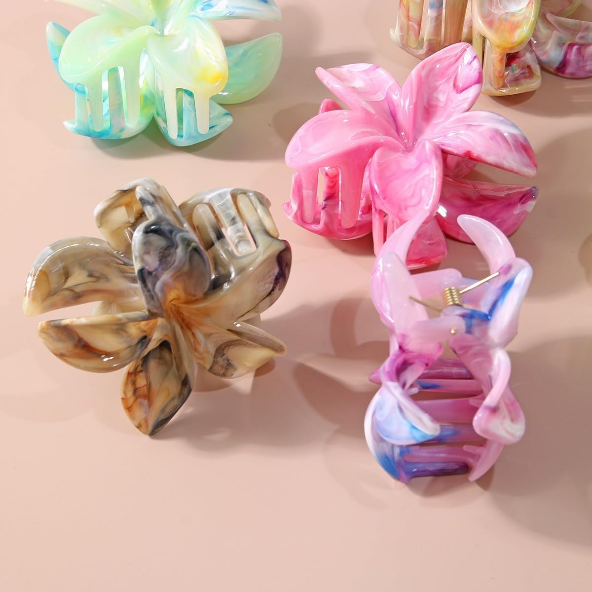 1 X Flower Hair Clips, Hawaiian Hair Claw Clip, Non-Slip Hair Clip, Women, Strong Hold, Claw Clips, Hair Styling Accessories for Women and Girls, Party, Beach, Pool, Holiday, Colourful image number 2