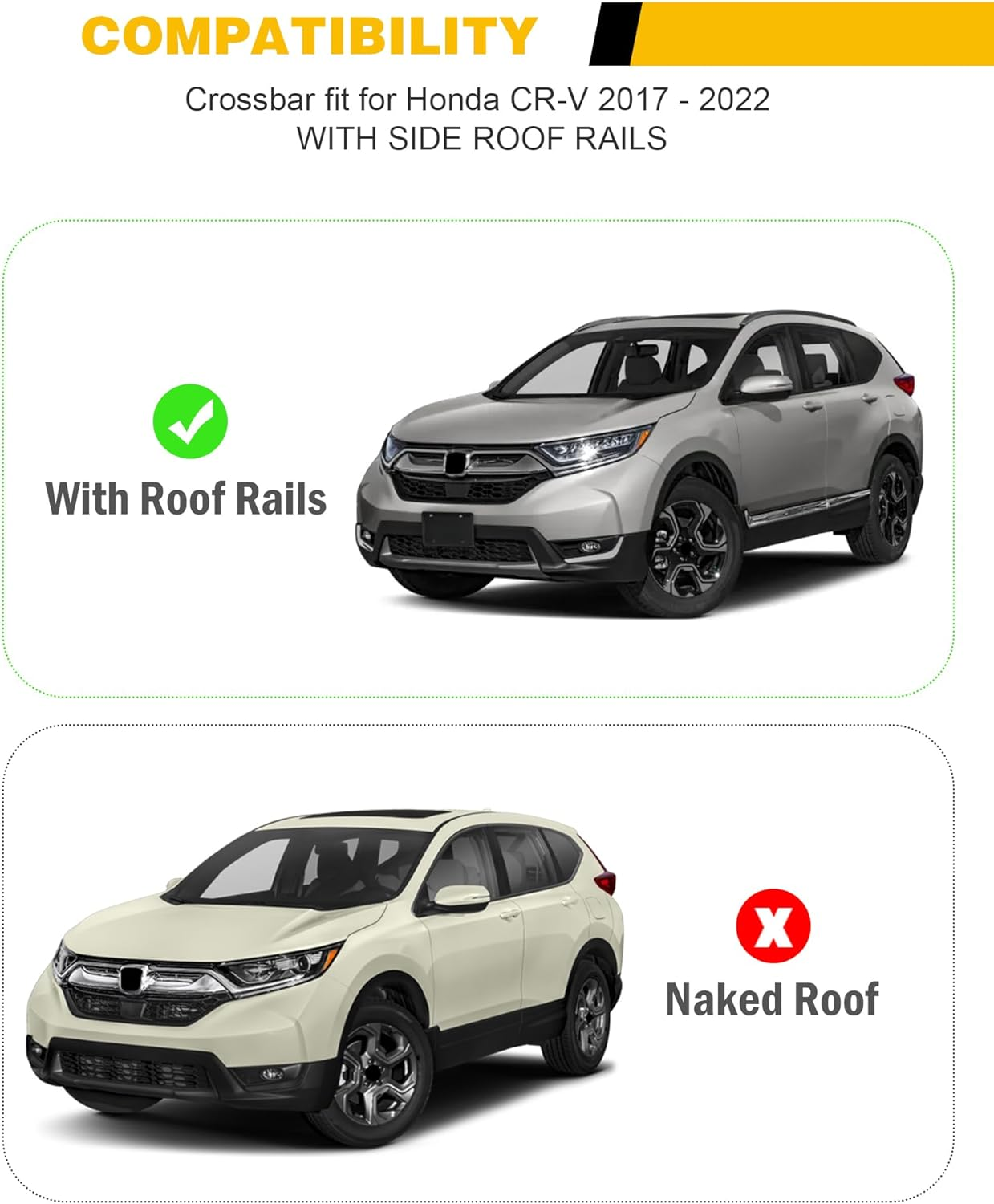 220Lbs Cross Bar Roof Rack Fit for Honda CR-V CRV 2017-2022 with Flush ROOF Rails Cargo Bar Carrier Crossbar Rooftop Accessories, EZCRV1722C1157 image number 6