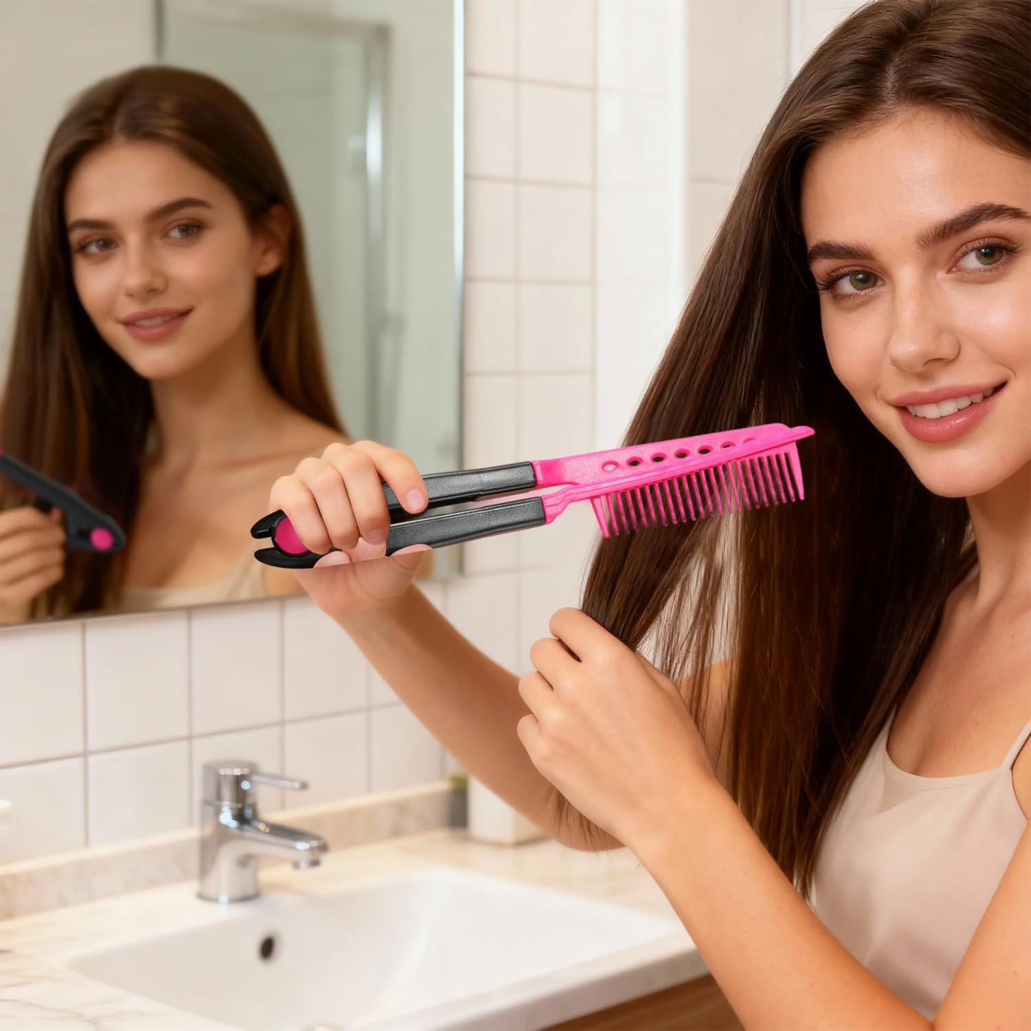 4 Pieces V Shape Straight Hair Comb, Hairstyle Finishing Tool, Fluffy Hair Root Artifact, Smooth Hair Rail Comb image number 2