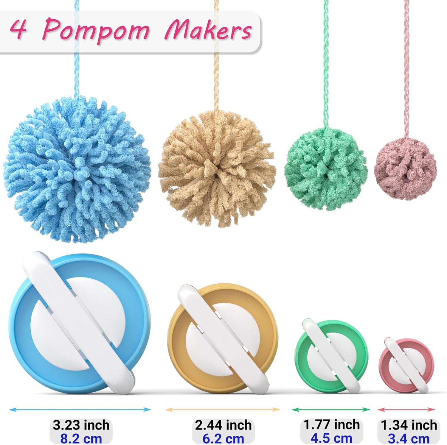 READAEER Knitting Loom Kit with Pompom Maker, round Knitting Loom for Hat, Rectangular for Blanket Scarf Shawl, Knitting Loom Kit for Beginner image number 6