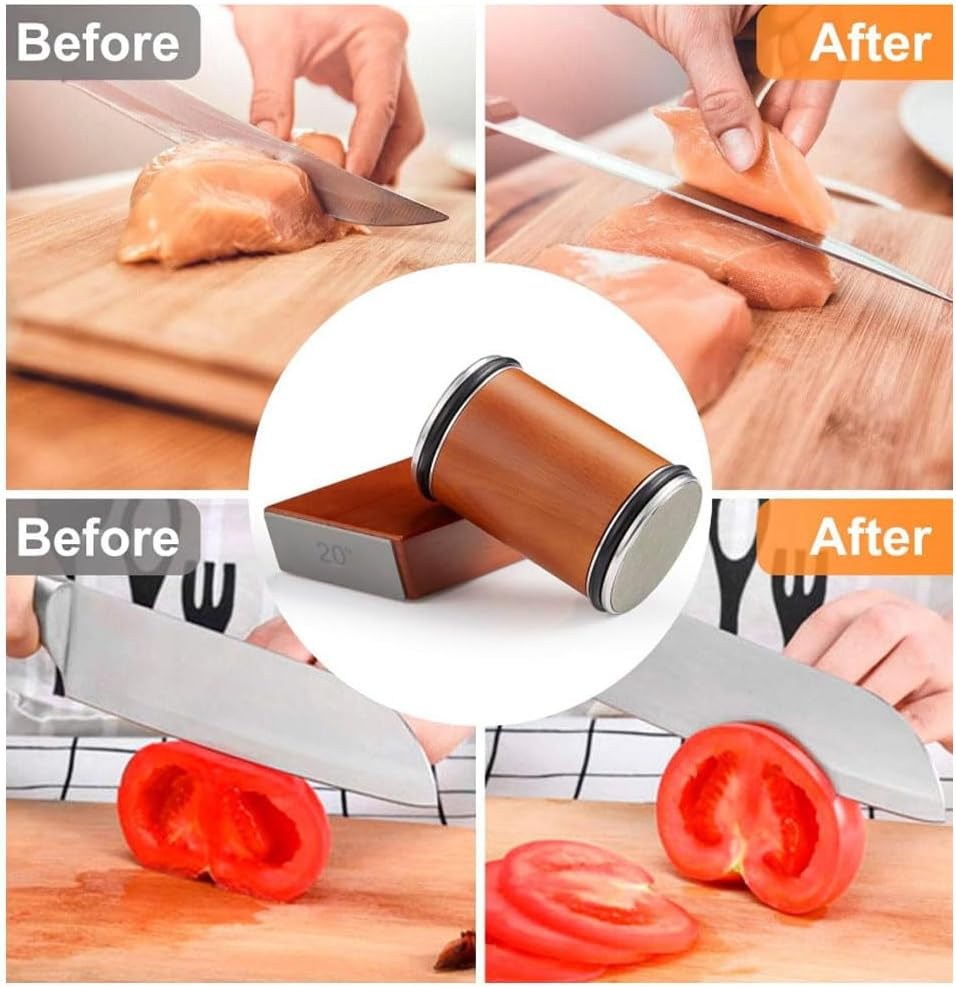 Rolling Knife Sharpener with 15-20 Degree Sharpening,Tumbler Rolling Knife Sharpening System for Kitchen Knives, Knife Sharpener Kit,Chef'S Knife Sets image number 6