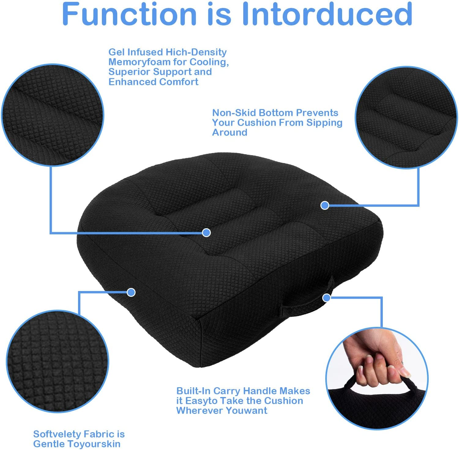 Car Booster Seat Cushion, Office Mat, Car Seat Pad Heightening Height Boost Mat Portable Breathable Mesh, Ideal for Car Office,Home image number 2
