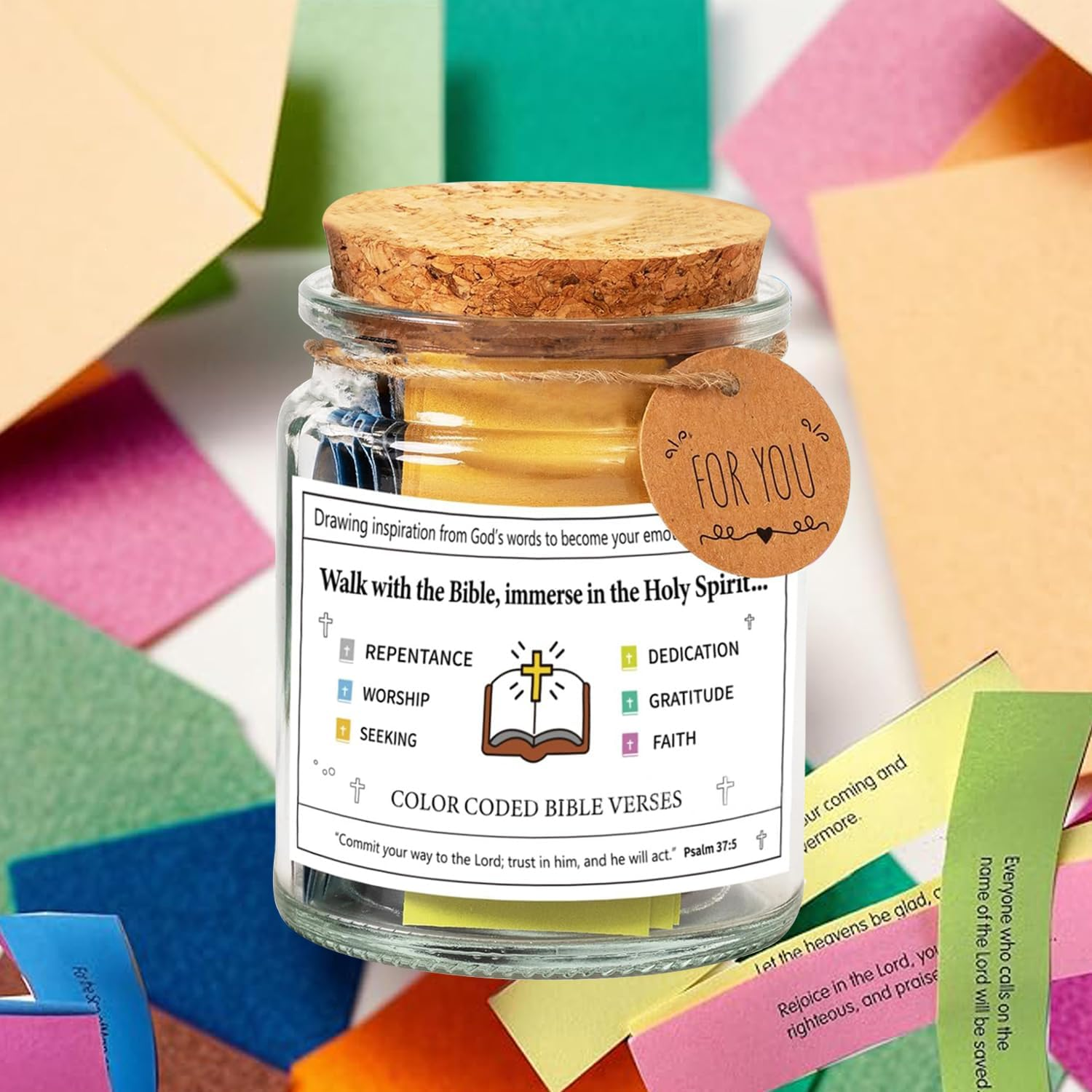 Bible Verse Jar,Bible Verses for Emotions and Feelings, Daily Scripture Prayer Hope Jar, Faith Based Gifts, Religious Graduation Gift,Blessings Jar,Religious Gifts for Men Women