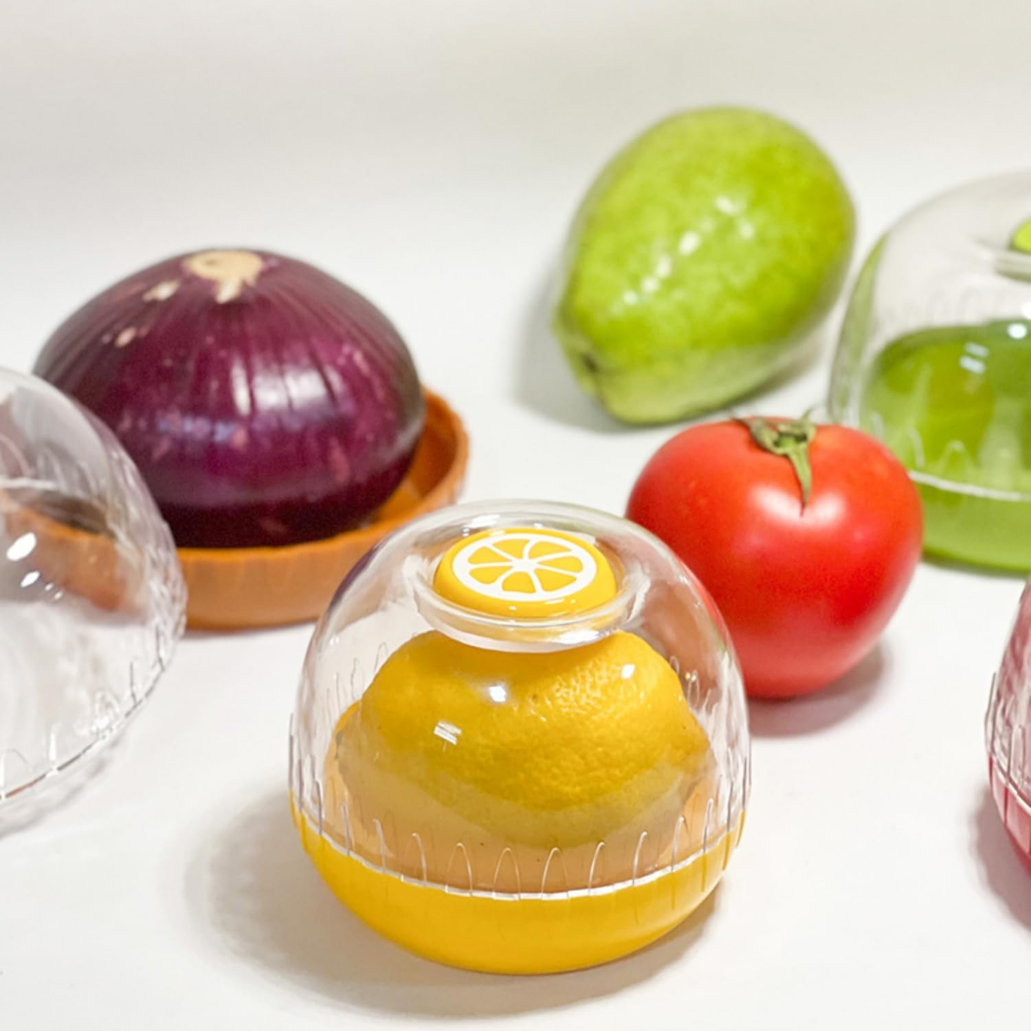 WUWFKUI Avocado Saver and Tomato Holder - Set of 4 Reusable Storage Containers for Fridge - Ideal for Apples, Garlic, Onions, Tomato, Lemons image number 5