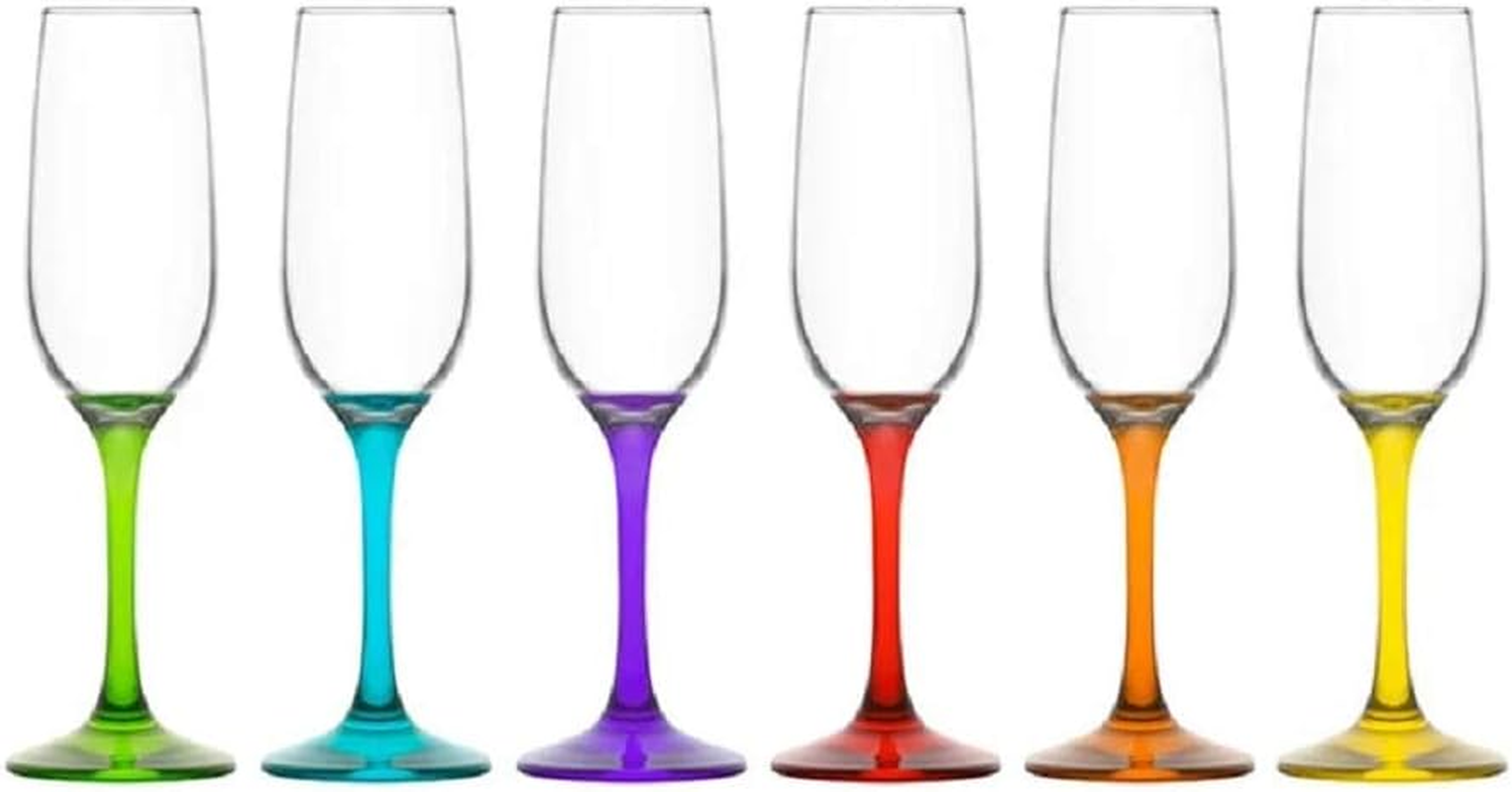 Classica Ava Coloured 215 Ml Champagne Flute, 6 Piece Set