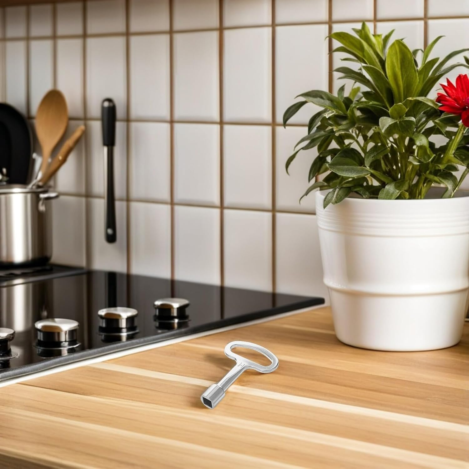 7-Inch Zinc Alloy Gas Valve Key for 1/4 5/16 Gas Valves Multi-Functional Wrench Suitable for Radiators and Electrical Panels