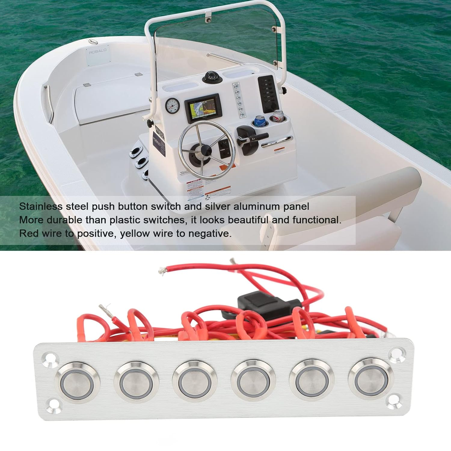 Eosnow Marine Boat Switch Panel,Sturdy Construction 6 Gang Switch Panel,Multiple Stickers Automotive Replacement Electrical System Switches,For Car RV Yacht 12V 24V DC System image number 6