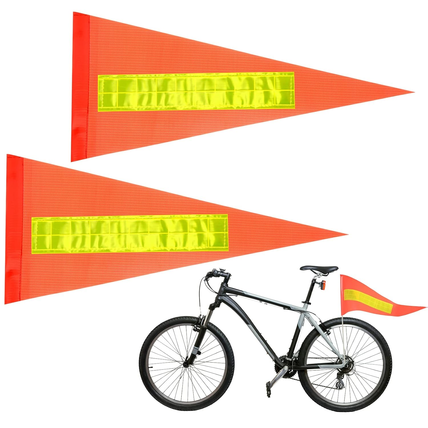Breling 2 Pieces Replacement Safety Flag Pennant High Visibility Bike Safety Flag with Pole Tear-Resistant Waterproof Bicycle Decor for Bicycle Electric Car Outdoor Tent(Orange and Yellow)