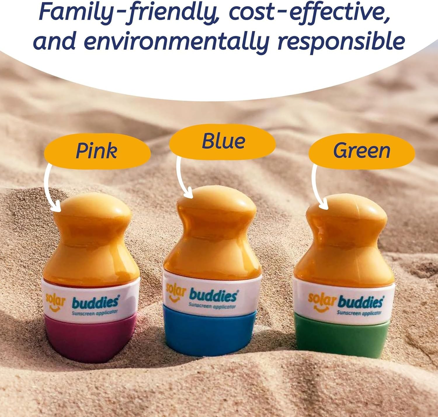 Solar Buddies Bag Bundle & Carabina Clip - Full Purple - Refillable Roll on Sponge Sunscreen, Suncream & Lotion Applicator for Kids, Adults & Families - Holds 3.4Fl Oz, Perfect Size for Travel - Blue image number 3