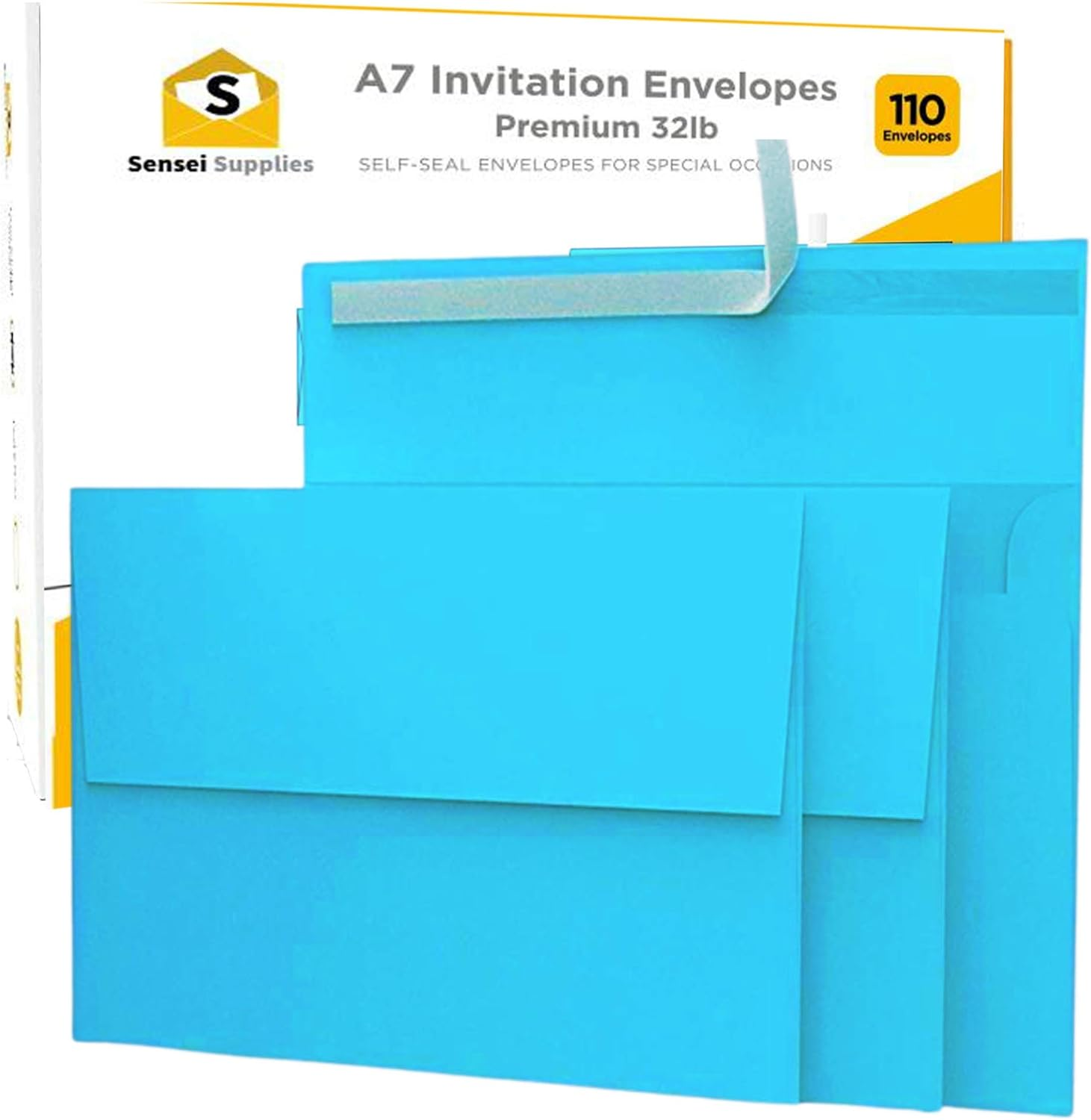 110 5X7 White Invitation Envelopes - for 5X7 Cards - A7 - (5 &frac14; X 7 &frac14; Inches) - Perfect for Weddings, Graduation, Baby Shower - 120 GSM - Peel, Press & Self Seal - Square Flap