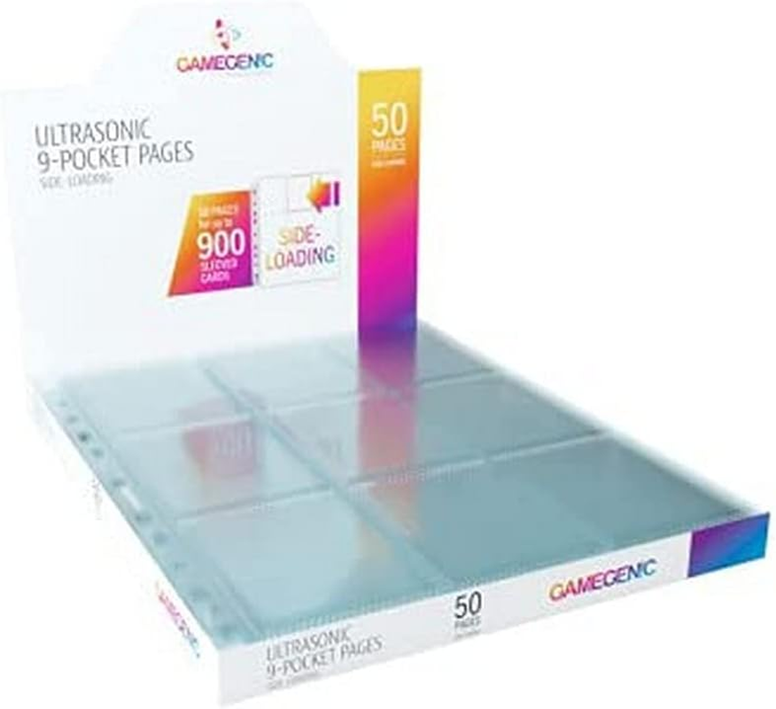 Gamegenic Ultrasonic 9-Pocket Pages Side-Loading (50 Pack) | Holds Standard and Japanese Cards | Organize Tcgs and Ccgs | Optimized for Double-Sleeved Cards and Ring-Binders | Clear | Made by Gamegenic