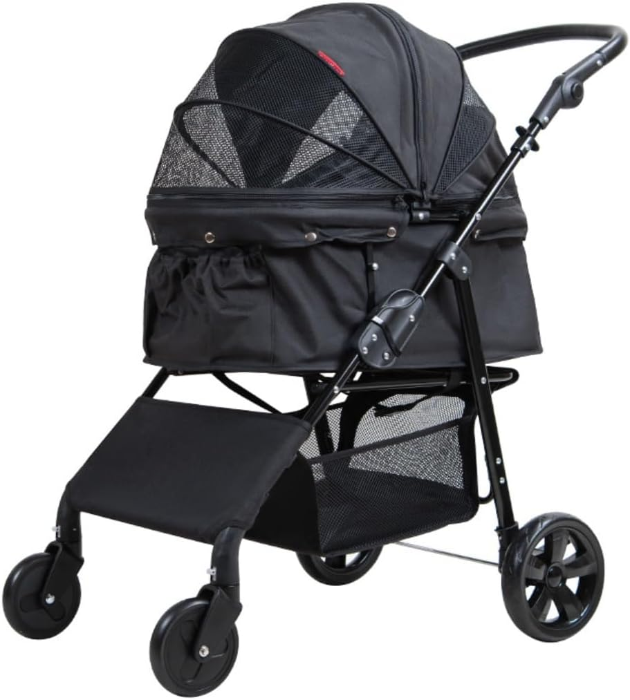 Pet Stroller Dog Stroller Cat Stroller Folding Pet Stroller Dog Folding Stroller with 4 Wheels Dog Cat Puppy Stroller for Medium Small Pet Dog Pram Dog Cat(Color:D) image number 5