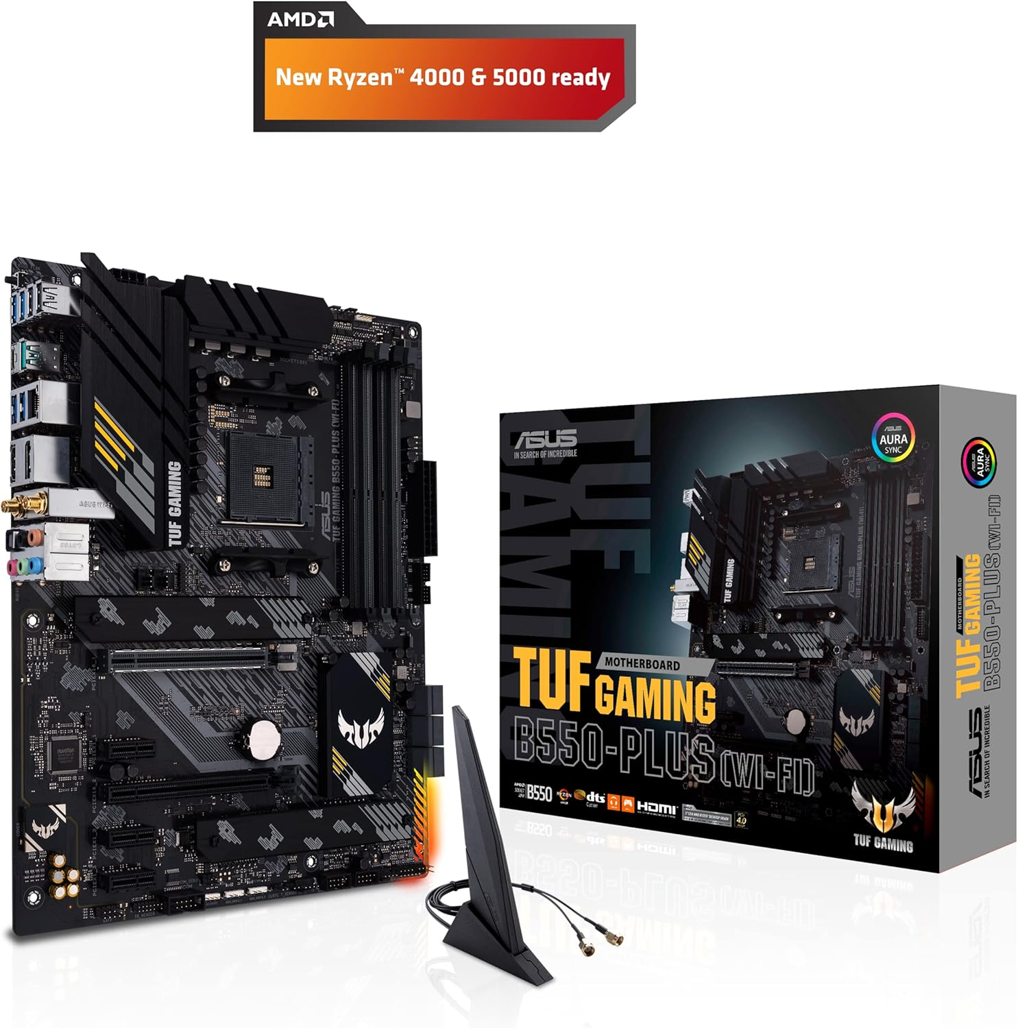 ASUS TUF Gaming B550-PLUS Wifi AMD AM4 Zen 3 Ryzen 5000 & 3Rd Gen Ryzen ATX Gaming Motherboard (Pcie 4.0, Wifi 6, 2.5Gb LAN, BIOS Flashback, USB 3.2 Gen 2, Addressable Gen 2 RGB Header and Aura Sync) image number 2