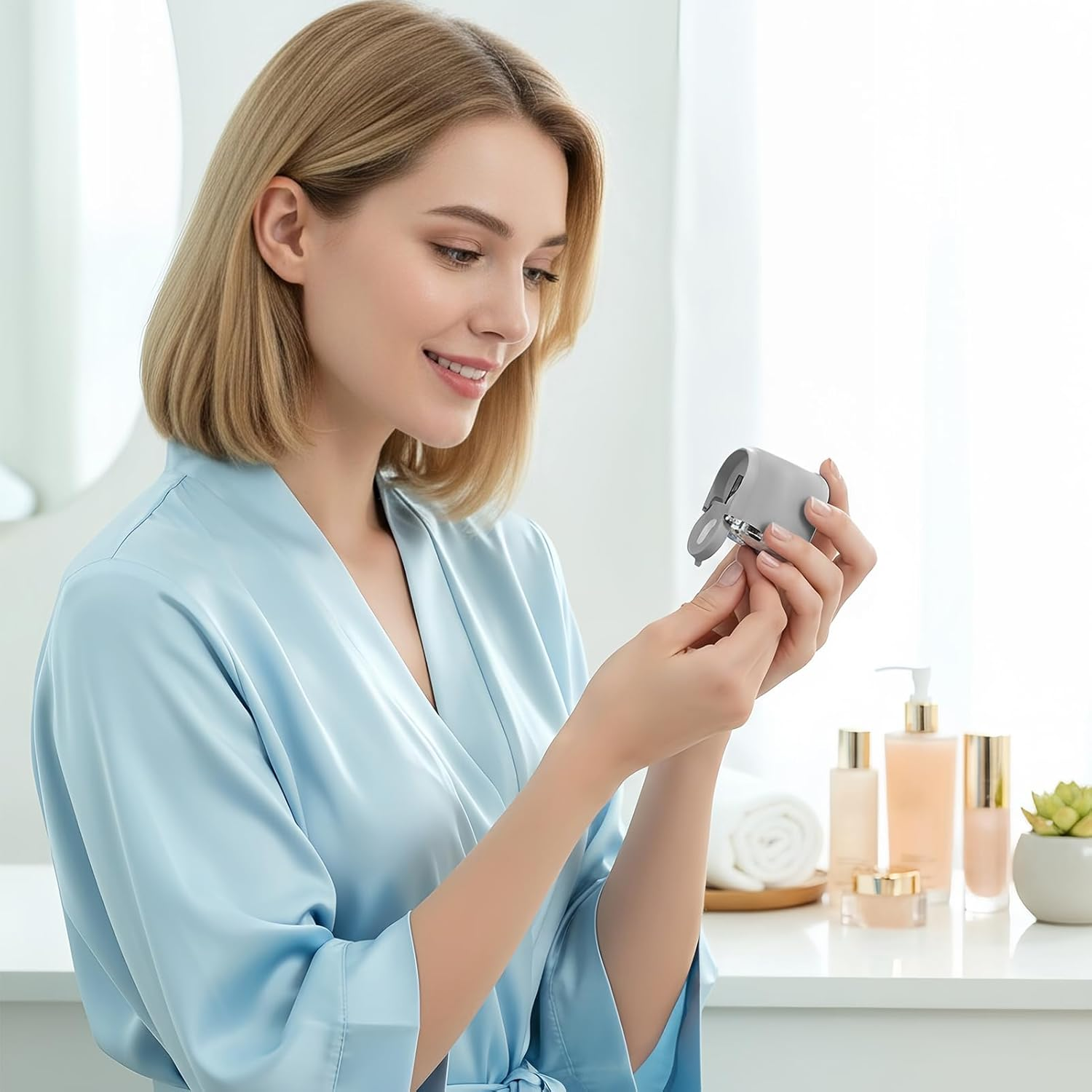 Automatic Nail Clipper, Grinder with Light, High-Speed Electric Nail Cutter with Light, for Men Women Kids Senior Elderly Pedicure Ingrown Nails Travel - White image number 7